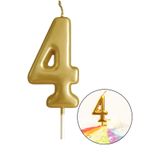 Parti dolabı 4 Yaş Gold Rakam Mum, Parlak Altın Rengi Doğum Günü Mumu Sarı Yaldızlı Pasta Mumu