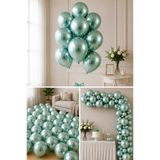 Parti dolabı 5 Ad 1.Kalite Yeşil Renkli Parlak Krom Metalik Aynalı Balon