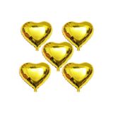 Parti dolabı 5 Adet Altın Sarısı Gold Kalp Folyo Balon 45cm Helyumla Uçan Sevgiliye Özel