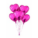 Parti dolabı 5 Adet Fuşya Koyu Pembe Kalp Folyo Balon 45 cm Helyumla Uçan