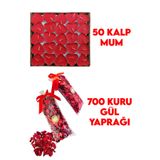 parti dolabı 50 Mum + 700 Kuru Gül Yaprağı, Kalpli Mum ve Kuru Gül Yaprakları