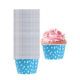 Parti dolabı 50'li Açık Mavi Renkli Puantiyeli Kağıt Muffin Kek Ve Sufle Kapsülü Cupcake Pişirme Kalıbı Kağıdı