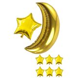 Parti dolabı 8 Ad Gold Altın Ay Yıldız Folyo Balon Seti Ramazan Bayramı Cinsiyet Doğum Günü Parti Süs Baby Shower