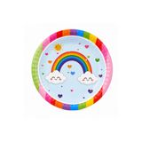 Parti dolabı 8'li Gökkuşağı Bulut Konsept Parti Tabağı, Rengarenk Pastel Karton Tabak