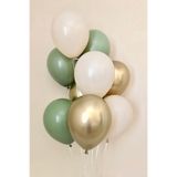 Parti dolabı 9 Adet Krom Gold Küf Yeşili Ve Pastel Beyaz Renk Balon
