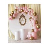 parti dolabı Balon Zinciri Ve Yapıştırma Seti: 30 Makaron Pembe + 20 Pastel Beyaz + 10 Krom Gold Doğum Günü Nişan
