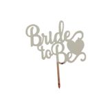 Parti dolabı Bride To Be Kalpli Aynalı Pleksi Pasta Süsü Gümüş