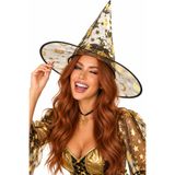 Parti dolabı Cadılar Bayramı Cadı Şapkası Balkabağı Kedi Gold Desenli Halloween Kostüm Aksesuar Yetişkin Ve Çocuk