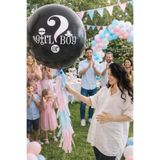 Parti dolabı Dev Boy 36inç Büyük Girl Or Boy Siyah Cinsiyet Belirleme Partisi Balonu Konfeti Hediyeli