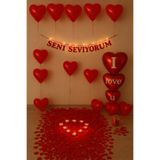 Parti dolabı Evlilik Yıl Dönümü Sürpriz Süsleme Hediyesi Romantik Yıldönümü Süs + 10 Mum ve Balon, Gül Yaprağı