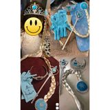 Parti dolabı Frozen Elsa Örgü Saç Taç Asa Ve Eldiven Set Frozen Karlar Ülkesi Oyuncak
