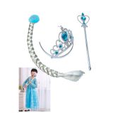 Parti dolabı Frozen Elsa Saçı Tacı Asa Seti, Karlar Ülkesi Uzun Saçlı Karlar Ülkesi Taç Set