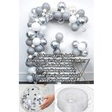 parti dolabı Gri-beyaz Gümüş Balon Zinciri Seti(10 KROM 30 METALİK GRİ, 10 ŞEFFAF, 10 BEYAZ BALON PULU VE ZİNCİR)