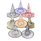 Parti dolabı Halloween Şeffaf Cadı Şapkası Altın Örümcek Desenli Cadılar Bayramı Yetişkin Çocuk 40cm