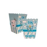 Parti dolabı Ilk Dişim Mavi Popcorn Kutu Ikram Mısır Kutusu 8'li Erkek Temalı Diş Partisi Pop Corn