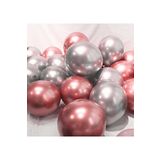 Parti dolabı Krom Parlak Metalik Pembe-Gümüş Renk 10'Lu Balon