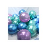 Parti dolabı Krom Parlak Metalik Yeşil-Mavi-Mor Renk 10'Lu Balon ( 3'Lü Renk Seti )