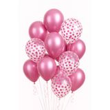 Parti dolabı Pembe Konfetili Şeffaf Balon Metalik Pembe Balon Seti 20 Adet