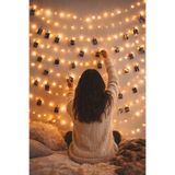 Parti dolabı Peri Led Işık 5 Metre Sarı Pilli 25 Adet Küçük Mandal Mandallı Yılbaşı Ramazan Dekorasyon