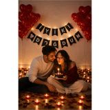 Parti dolabı Romantik Yetişkin Doğum Günü Süsleme Seti: Kalp Balon, Tealight Mum, Kuru Gül Yaprağı