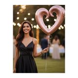 Parti dolabı Rose Gold Büyük Kalpli Balon 90cm Kıvrımlı Kalp Şeklinde Folyo Balon, Helyumla Uçan Evlilik Teklifi