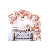 parti dolabı Rose Gold Folyo Kalp Yıldız Balon Rose Konfetili Şeffaf Ve Rose Gold, Beyaz Metalik Zincir Set Balon