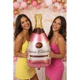 Parti dolabı Toz Pembe Şampanya Şeklinde Folyo Balon Bekarlığa Veda Bride Nişan Kına Dogum Günü Balonu 104cm