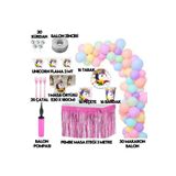 parti dolabı Unicorn 16 Kişilik Lüks Doğum Günü Balon Zinciri Seti Paket