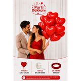 Parti Dükkanı 10 Adet Kırmızı Kalp Balon Seti Helyum Uyumlu – 100’lü Balon Bandı ve 25 Metre Rafya İp Dahil Sevgililer Günü, Evlilik Teklifi, Yıldönümü ve Doğum Günü Süsleme Seti
