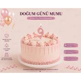 Parti Dükkanı 9 Rakam Pembe Pasta Mumu 12 cm – Doğum Günü Sayı Mumu, Parti Pasta Süsü