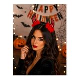 Parti Dükkanı Cadılar Bayramı Kırmızı Şeytan Boynuzlu Taç – Tüylü Halloween Tacı Kostüm Parti Aksesuarı