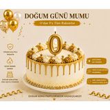 Parti Dükkanı Gold 0 Rakam Pasta Mumu 12 cm Doğum Günü Sayı Mumu