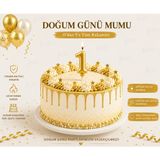 Parti Dükkanı Gold 1 Rakam Pasta Mumu 12 cm Doğum Günü Sayı Mumu