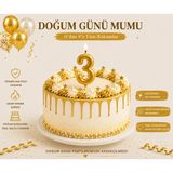 Parti Dükkanı Gold 3 Rakam Pasta Mumu 12 cm Doğum Günü Sayı Mumu