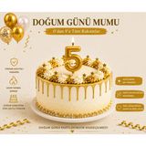 Parti Dükkanı Gold 5 Rakam Pasta Mumu 12 cm Doğum Günü Sayı Mumu