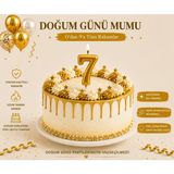 Parti Dükkanı Gold 7 Rakam Pasta Mumu 12 cm Doğum Günü Sayı Mumu