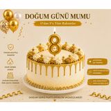 Parti Dükkanı Gold 8 Rakam Pasta Mumu 12 cm Doğum Günü Sayı Mumu