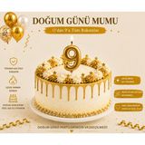 Parti Dükkanı Gold 9 Rakam Pasta Mumu 12 cm Doğum Günü Sayı Mumu