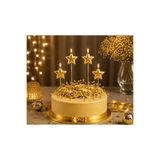 Parti Dükkanı Gold Altın Yıldız Şekilli Pasta Mumu 4 Adet Saplı Doğum Günü Mum Seti Pasta Süsü Parti Malzemesi