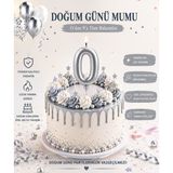 Parti Dükkanı Gümüş Gri 0 Rakam Pasta Mumu 12 cm Doğum Günü Sayı Mumu - Gümüş - Gri