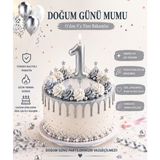 Parti Dükkanı Gümüş Gri 1 Rakam Pasta Mumu 12 cm Doğum Günü Sayı Mumu - Gümüş - Gri