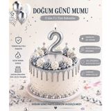 Parti Dükkanı Gümüş Gri 2 Rakam Pasta Mumu 12 cm Doğum Günü Sayı Mumu - Gümüş - Gri
