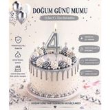 Parti Dükkanı Gümüş Gri 4 Rakam Pasta Mumu 12 cm Doğum Günü Sayı Mumu - Gümüş - Gri