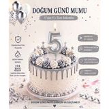 Parti Dükkanı Gümüş Gri 5 Rakam Pasta Mumu 12 cm Doğum Günü Sayı Mumu - Gümüş - Gri