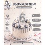 Parti Dükkanı Gümüş Gri 6 Rakam Pasta Mumu 12 cm Doğum Günü Sayı Mumu - Gümüş - Gri