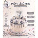 Parti Dükkanı Gümüş Gri 7 Rakam Pasta Mumu 12 cm Doğum Günü Sayı Mumu - Gümüş - Gri