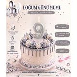 Parti Dükkanı Gümüş Gri 9 Rakam Pasta Mumu 12 cm Doğum Günü Sayı Mumu - Gümüş - Gri