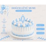 Parti Dükkanı Mavi 0 Rakam Pasta Mumu 12 cm Doğum Günü Sayı Mumu