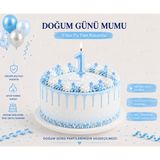 Parti Dükkanı Mavi 1 Rakam Pasta Mumu 12 cm Doğum Günü Sayı Mumu