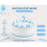 Parti Dükkanı Mavi 2 Rakam Pasta Mumu 12 cm Doğum Günü Sayı Mumu
